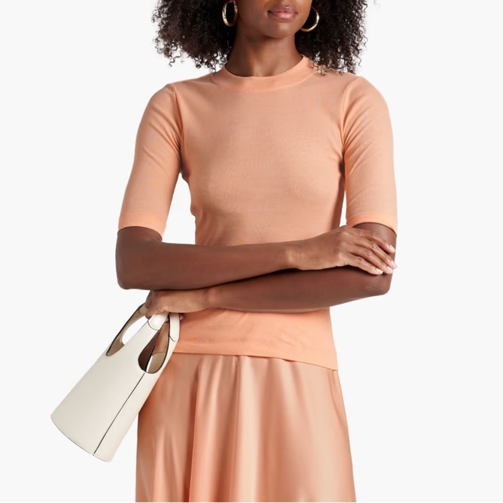 Rosetta Getty Crewneck Cropped Sleeve Shirt Size L